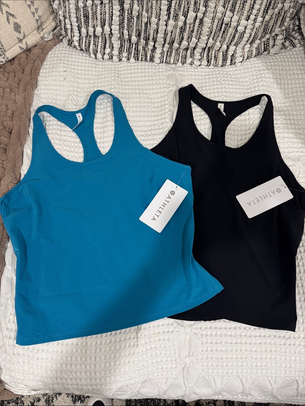 Athleta Dual-Pack Racerback Tank Tops — Teal and Black- 1 for $12 or 2 for $20